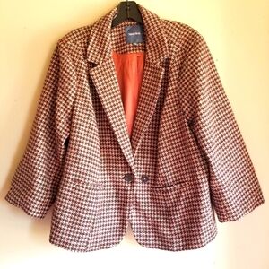 Modcloth Brown and Cream Houndstooth Blazer